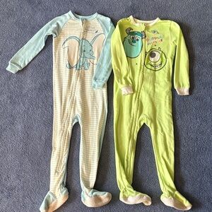 Disney Kids Footies - Light Blue and Lime Green